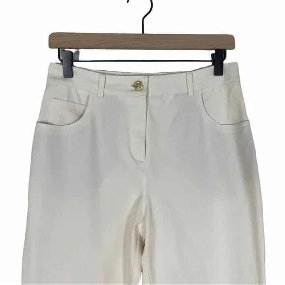 St. John Collection Ivory Wide Leg Trousers Size 4 - Picture 3 of 11